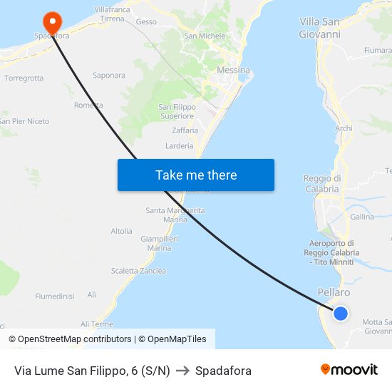Via Lume San Filippo, 6 (S/N) to Spadafora map