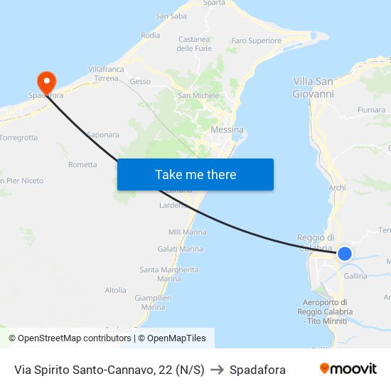 Via Spirito Santo-Cannavo, 22 (N/S) to Spadafora map