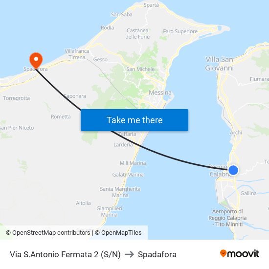 Via S.Antonio  Fermata 2 (S/N) to Spadafora map