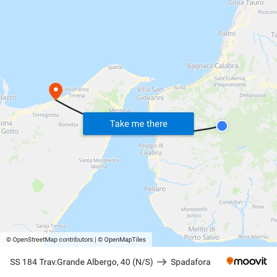 SS 184  Trav.Grande Albergo, 40 (N/S) to Spadafora map