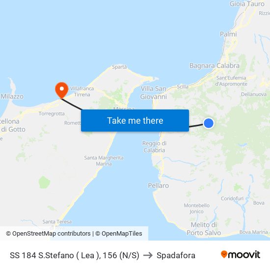 SS 184  S.Stefano ( Lea ), 156 (N/S) to Spadafora map