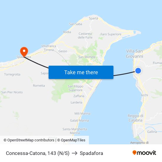 Concessa-Catona, 143 (N/S) to Spadafora map