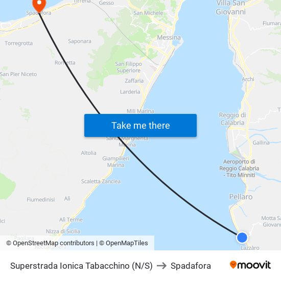 Superstrada Ionica  Tabacchino (N/S) to Spadafora map