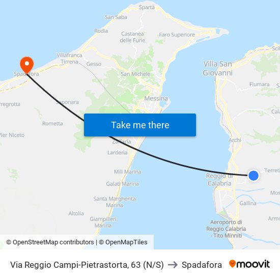 Via Reggio Campi-Pietrastorta, 63 (N/S) to Spadafora map
