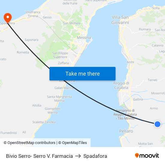 Bivio Serro- Serro V.  Farmacia to Spadafora map
