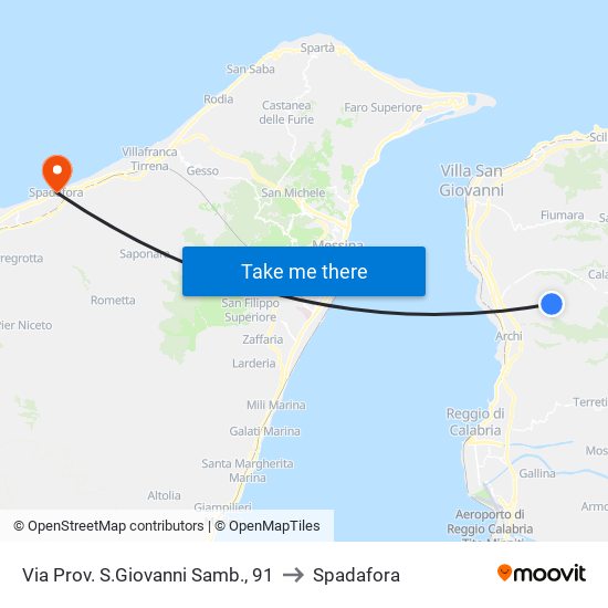 Via Prov. S.Giovanni Samb., 91 to Spadafora map