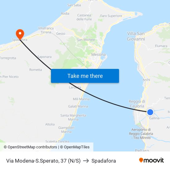 Via Modena-S.Sperato, 37 (N/S) to Spadafora map