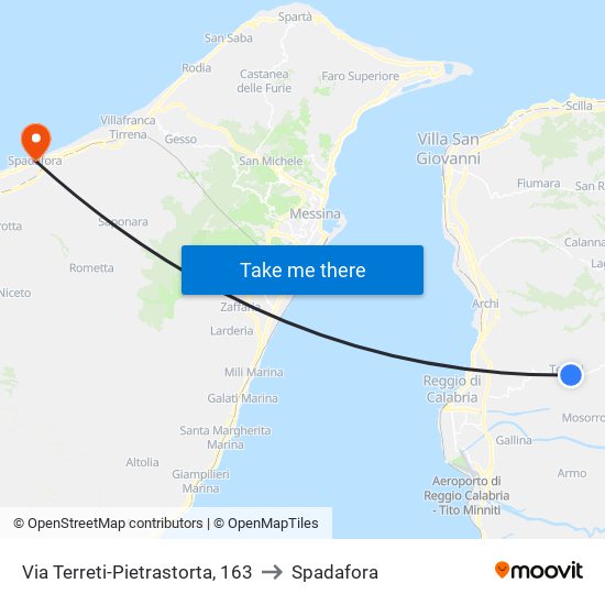 Via Terreti-Pietrastorta, 163 to Spadafora map