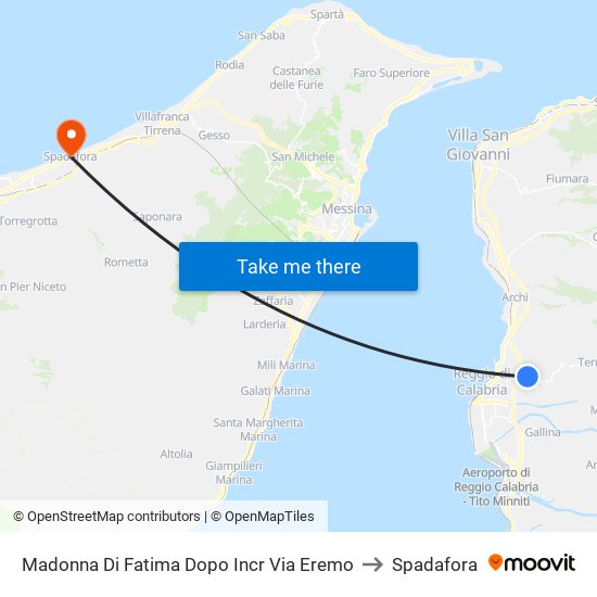 Madonna Di Fatima  Dopo Incr Via Eremo to Spadafora map