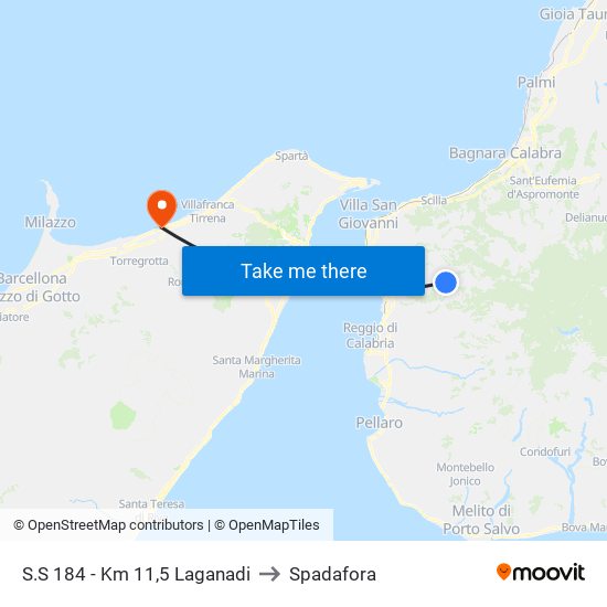 S.S 184 - Km 11,5  Laganadi to Spadafora map