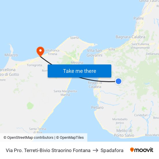 Via Pro. Terreti-Bivio Straorino Fontana to Spadafora map