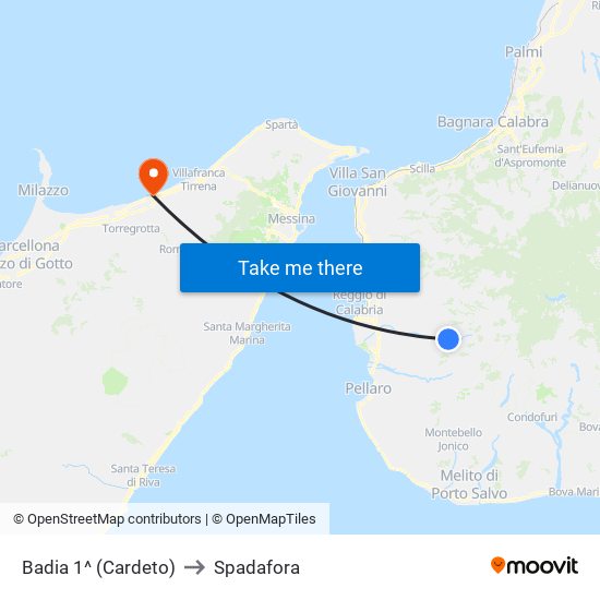 Badia 1^  (Cardeto) to Spadafora map