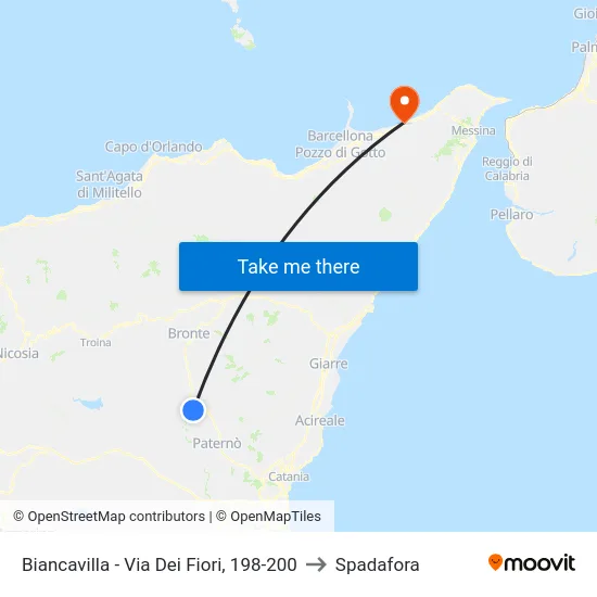 Biancavilla - Via Dei Fiori, 198-200 to Spadafora map