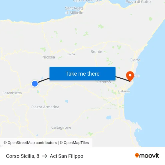 Corso Sicilia, 8 to Aci San Filippo map
