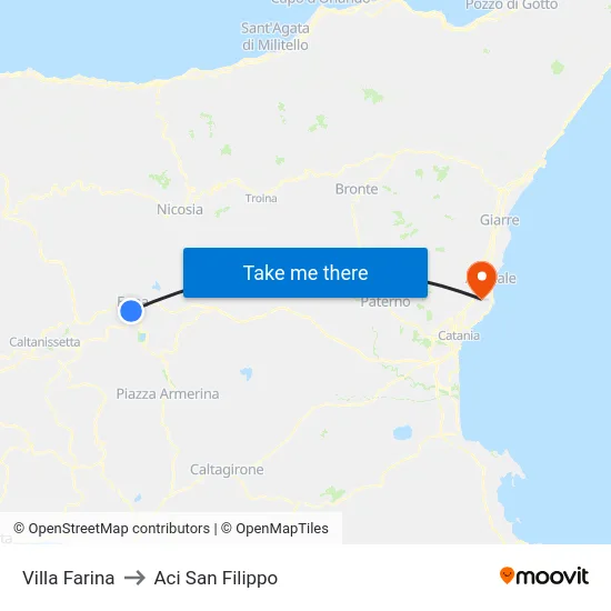 Villa Farina to Aci San Filippo map