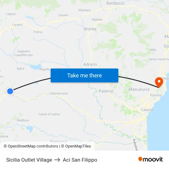 Sicily Outlet Village to Aci San Filippo map
