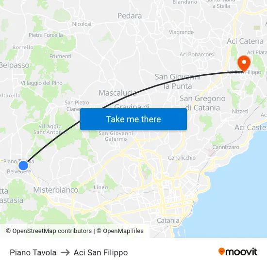 Piano Tavola to Aci San Filippo map