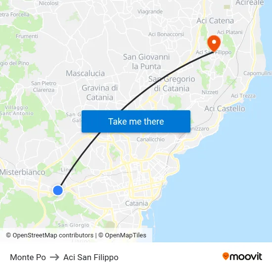 Monte Po to Aci San Filippo map