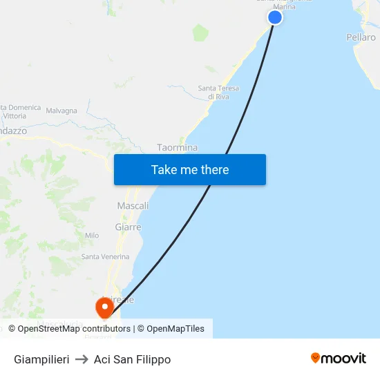 Giampilieri to Aci San Filippo map
