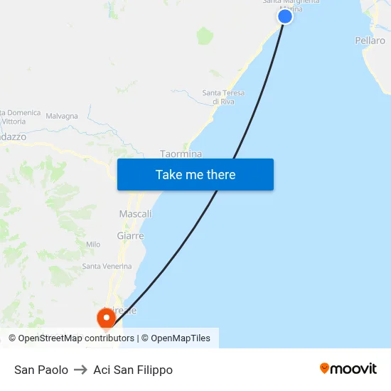 San Paolo to Aci San Filippo map