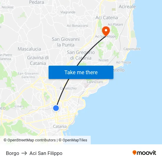Borgo to Aci San Filippo map