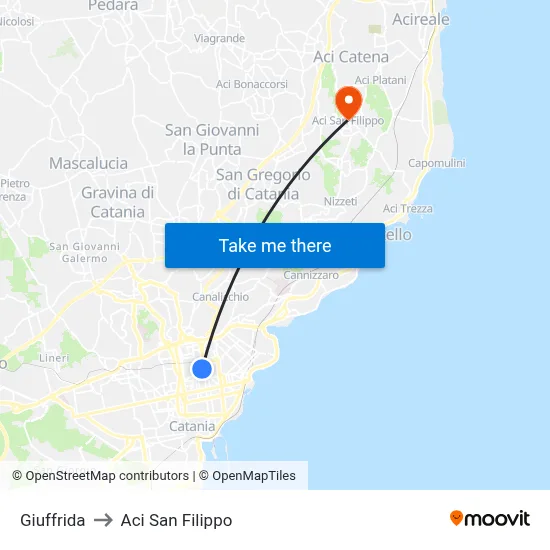 Giuffrida to Aci San Filippo map