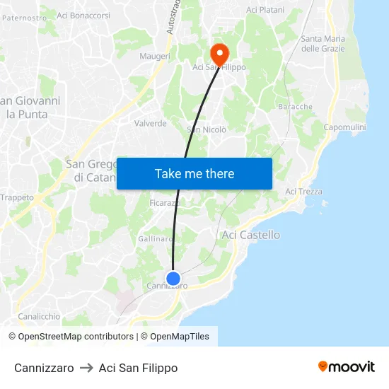 Cannizzaro to Aci San Filippo map