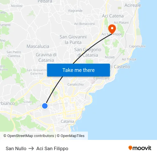 San Nullo to Aci San Filippo map