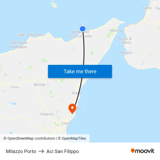 Milazzo Porto to Aci San Filippo map