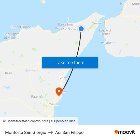 Monforte San Giorgio to Aci San Filippo map