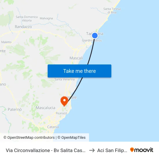 Via Circonvallazione - Bv Salita Castello to Aci San Filippo map
