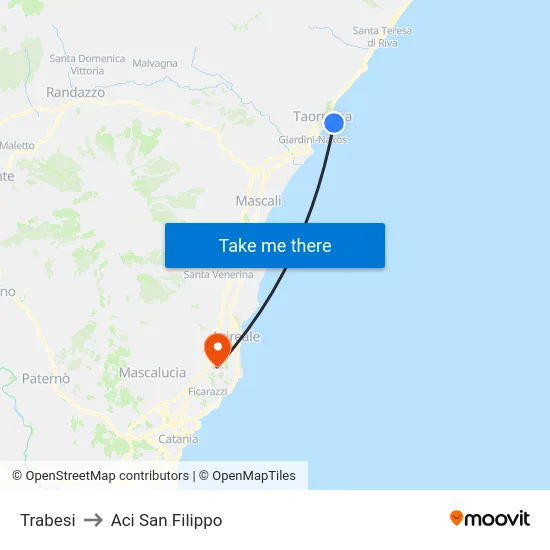 Trabesi to Aci San Filippo map