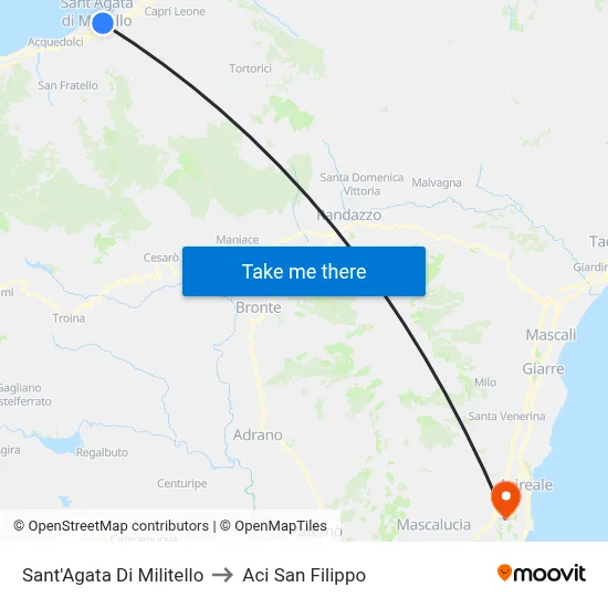 Sant'Agata Di Militello to Aci San Filippo map