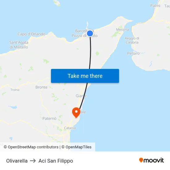Olivarella to Aci San Filippo map