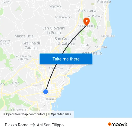 Roma Square to Aci San Filippo map
