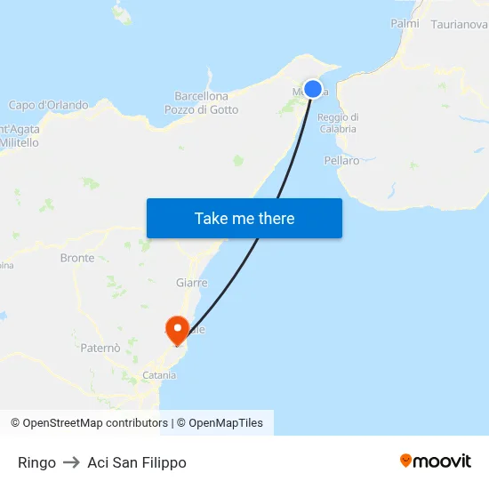 Ringo to Aci San Filippo map