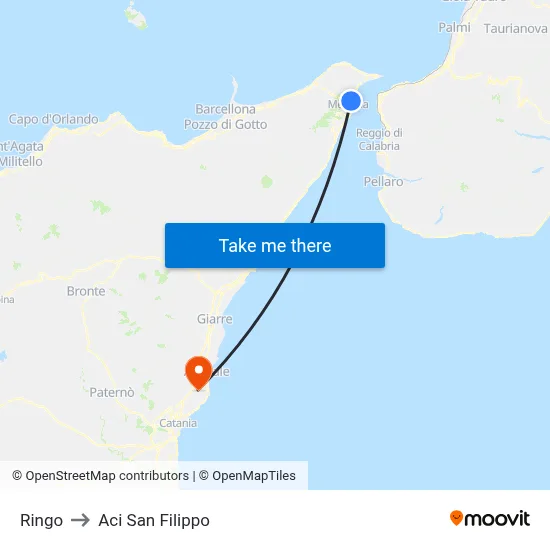 Ringo to Aci San Filippo map