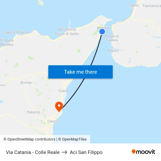 Via Catania - Colle Reale to Aci San Filippo map