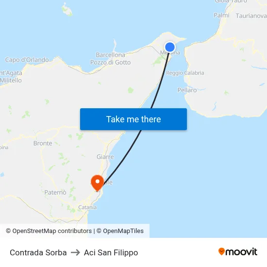 Sorba District to Aci San Filippo map
