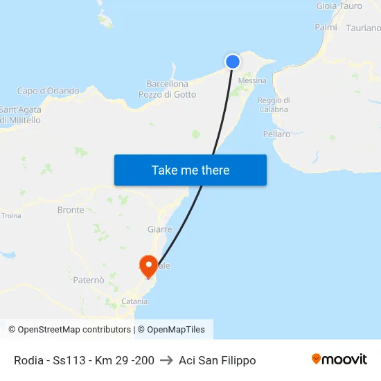 Rodia - Ss113 - Km 29 -200 to Aci San Filippo map