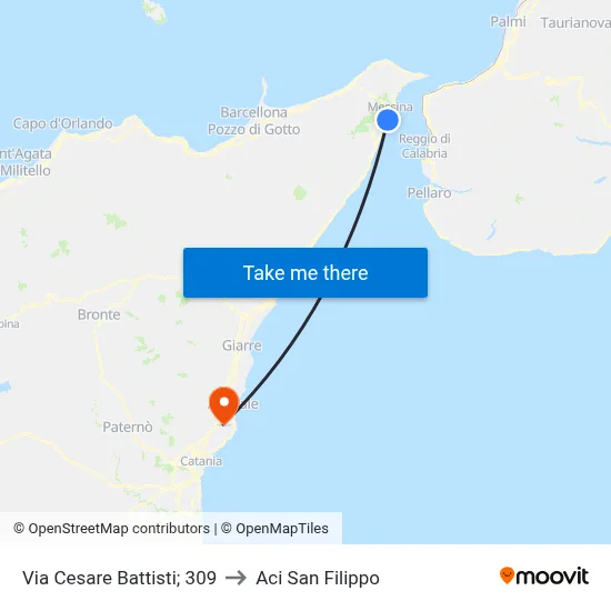 309 Cesare Battisti Street to Aci San Filippo map