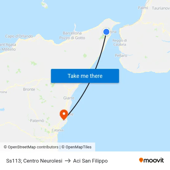 State Road 113 - Neuro Center to Aci San Filippo map