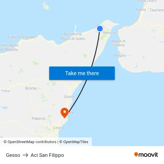 Gesso to Aci San Filippo map