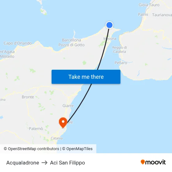 Acqualadrone to Aci San Filippo map