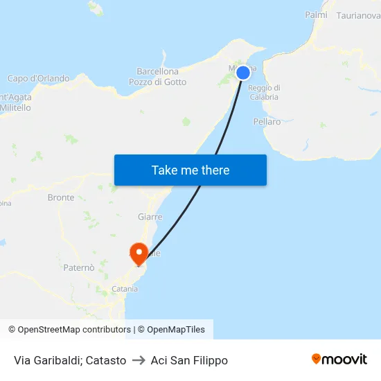 Via Garibaldi; Catasto to Aci San Filippo map
