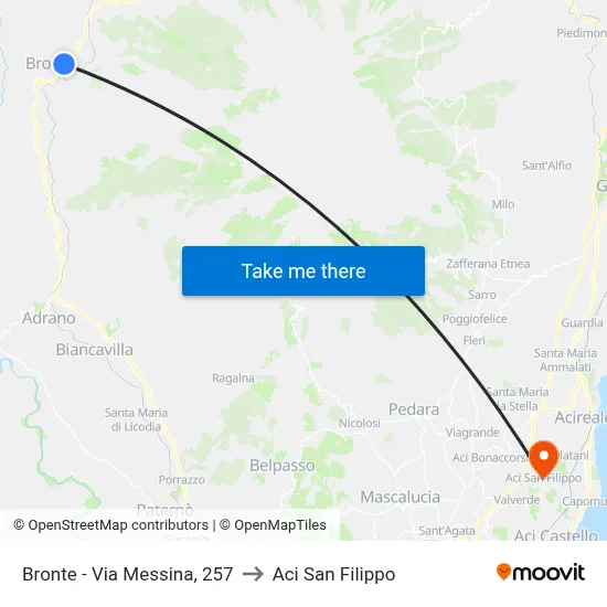 Bronte - Via Messina 257 to Aci San Filippo map
