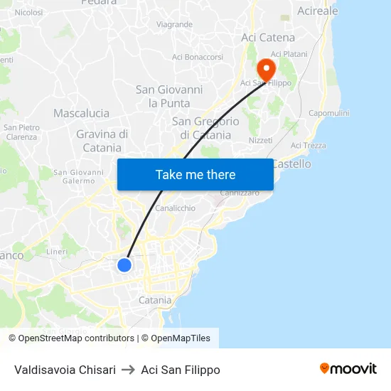 Valdisavoia Chisari to Aci San Filippo map
