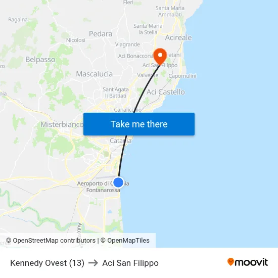 Kennedy West (13) to Aci San Filippo map
