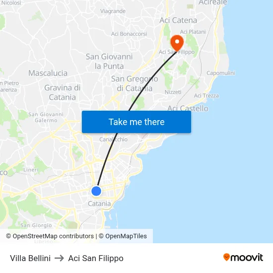 Villa Bellini to Aci San Filippo map
