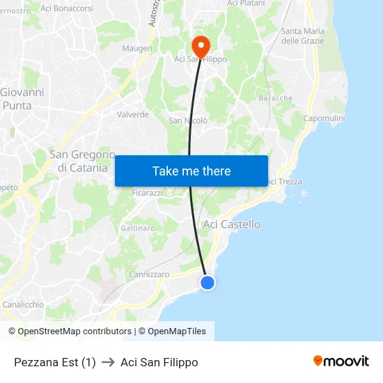 Pezzana Est (1) to Aci San Filippo map